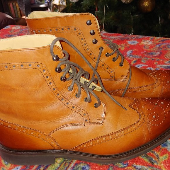 Mercanti Fiorentini Mens Wingtip Cognac Boot Size 11 Rubber Sole Two Tone main image 4